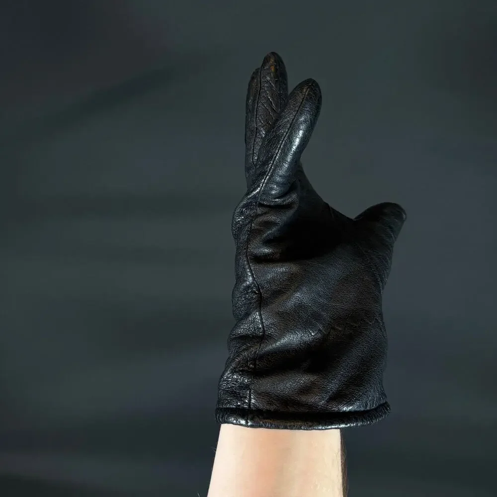 Wilsons Suede & Leather Black Gloves Size M Genuine Leather vintage